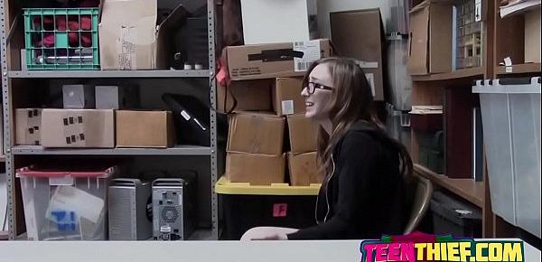  Lovely teen thief Gracie May Green gets stripped and fucked by security guard